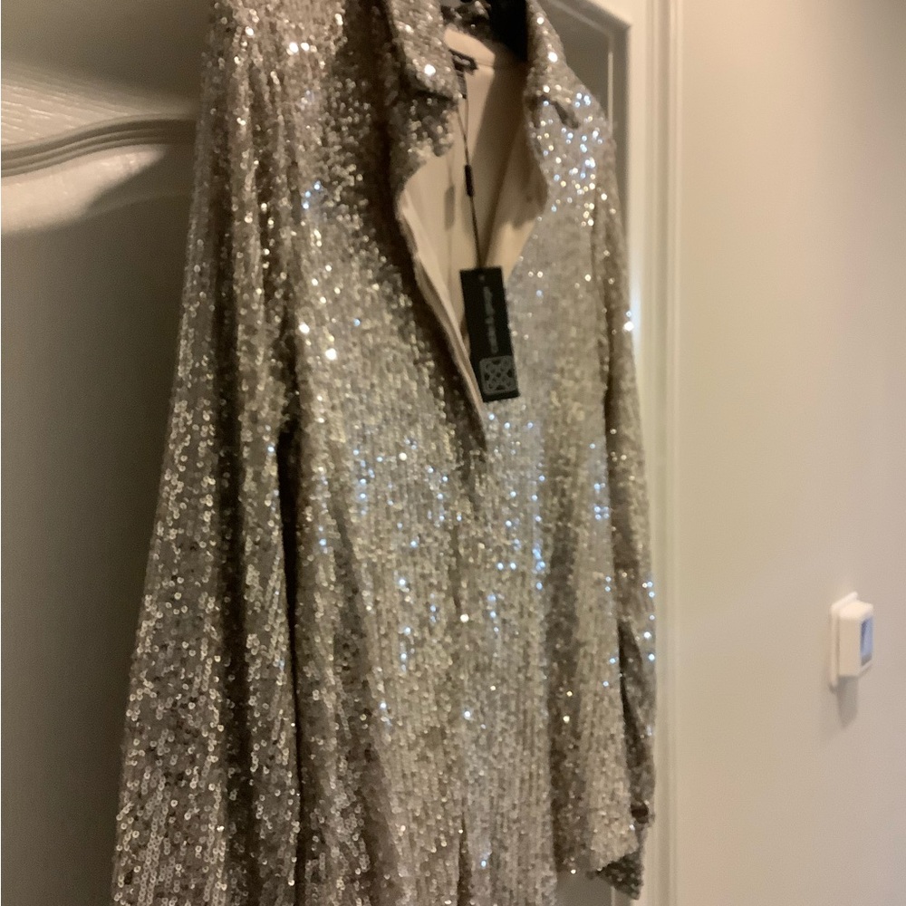 Sparkling Silver Sequin Blouse